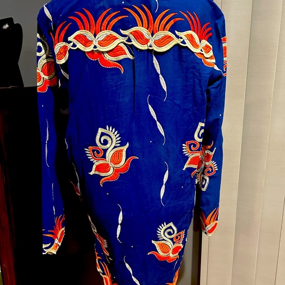 African Mens Clothing Traditional 2 Piece Embroidered Suit Shirt - Picture 6 of 7